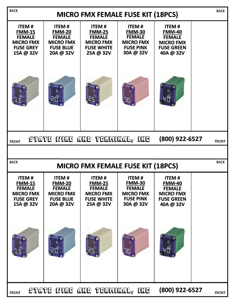 Micro FMX Female Fuse Kit 18 Pieces State Wire